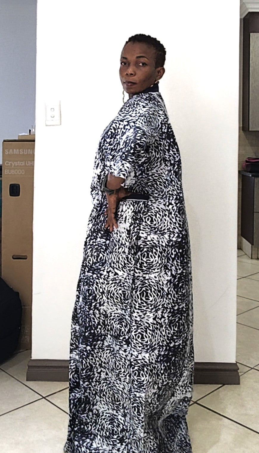 Tracy Rich Aunty Maxi Dress - Navy Blue & White