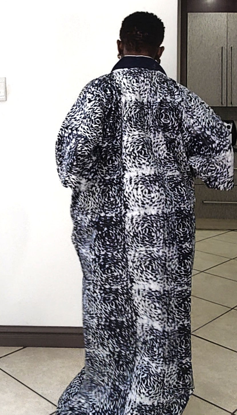 Tracy Rich Aunty Maxi Dress - Navy Blue & White