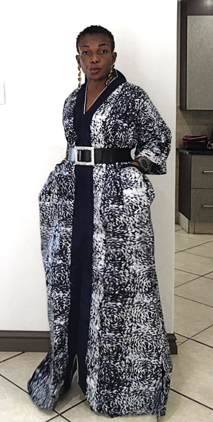 Tracy Rich Aunty Maxi Dress - Navy Blue & White