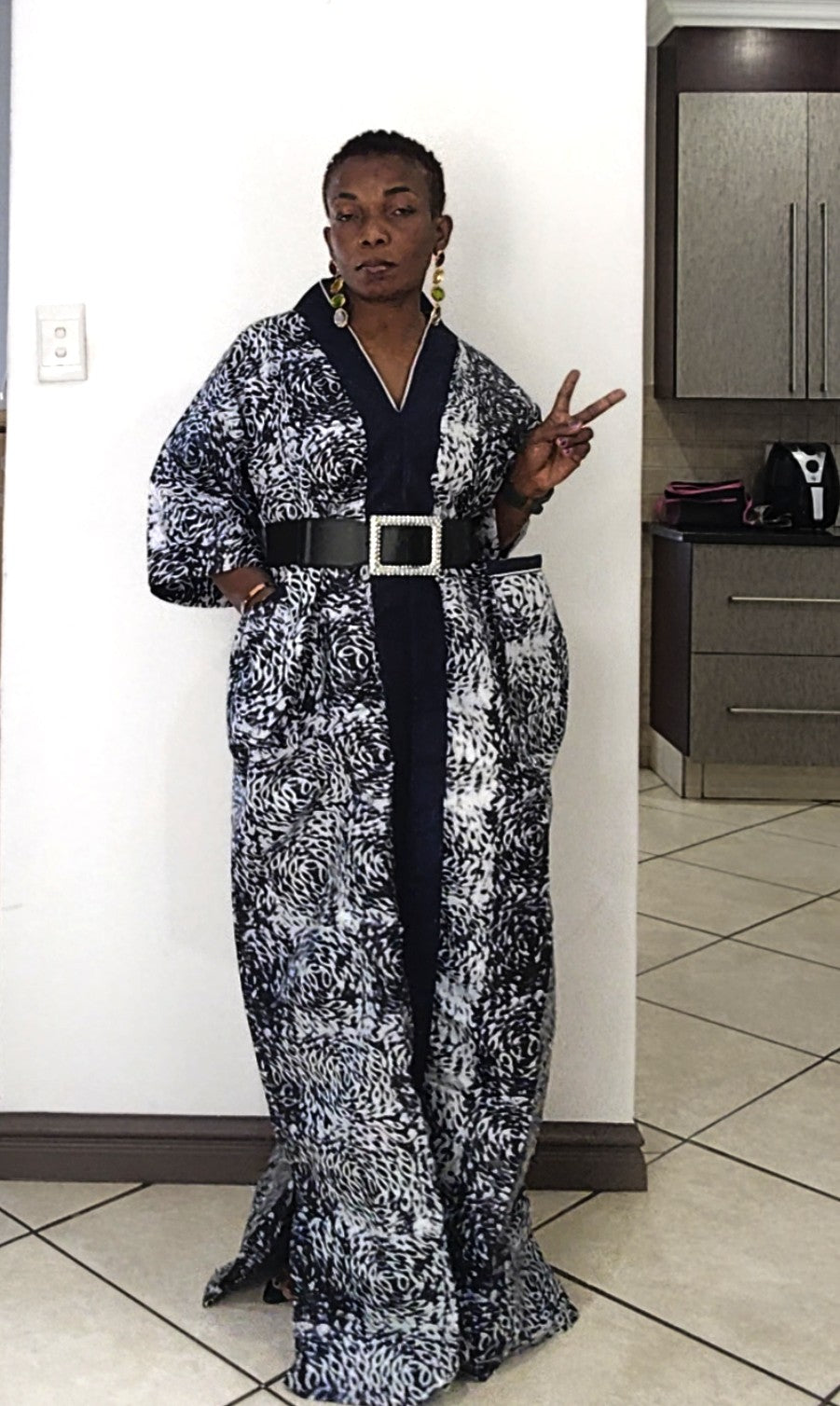 Tracy Rich Aunty Maxi Dress - Navy Blue & White