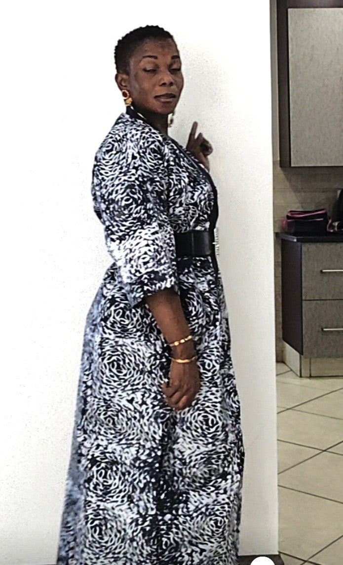Tracy Rich Aunty Maxi Dress - Navy Blue & White