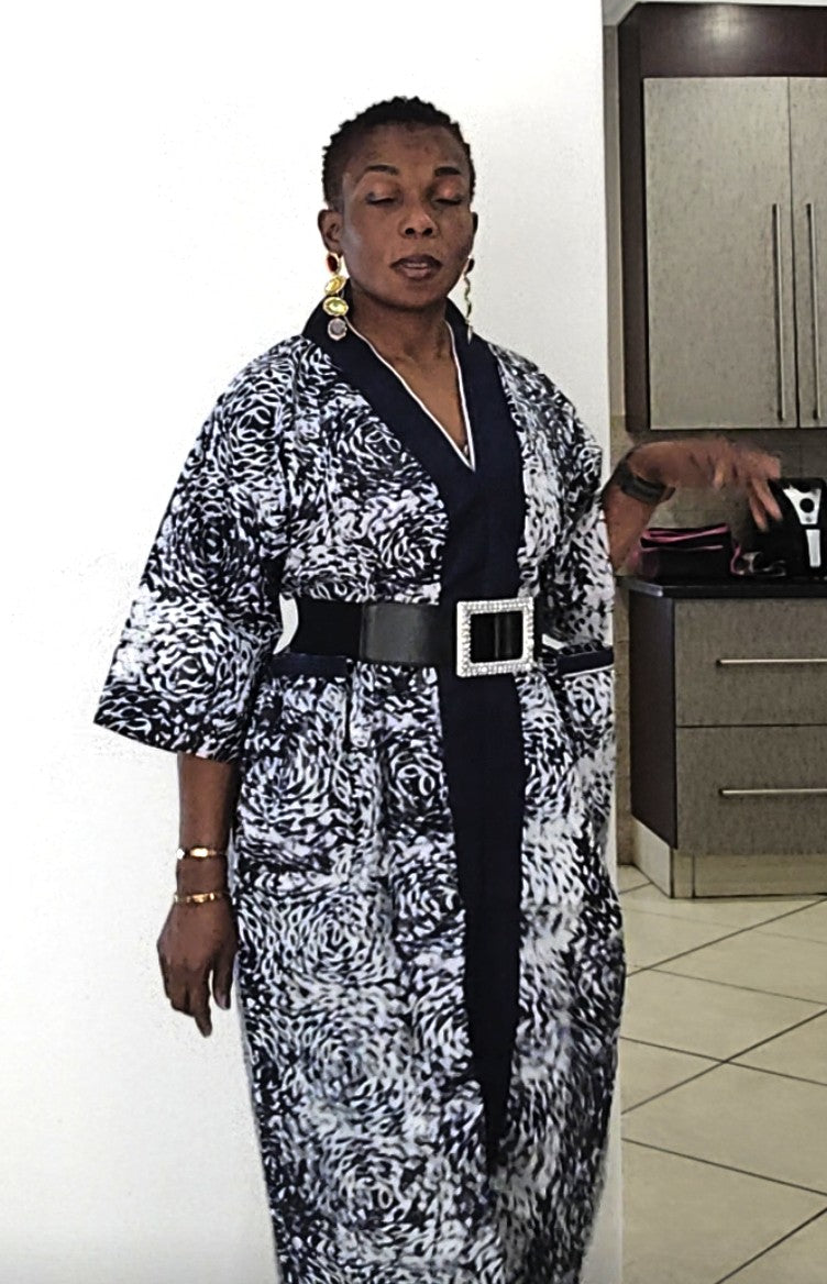 Tracy Rich Aunty Maxi Dress - Navy Blue & White
