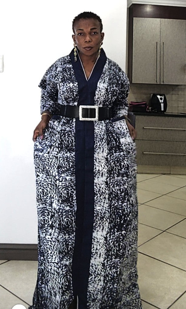 Tracy Rich Aunty Maxi Dress - Navy Blue & White