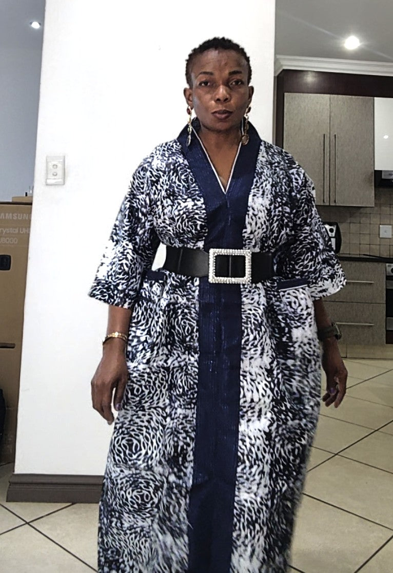 Tracy Rich Aunty Maxi Dress - Navy Blue & White