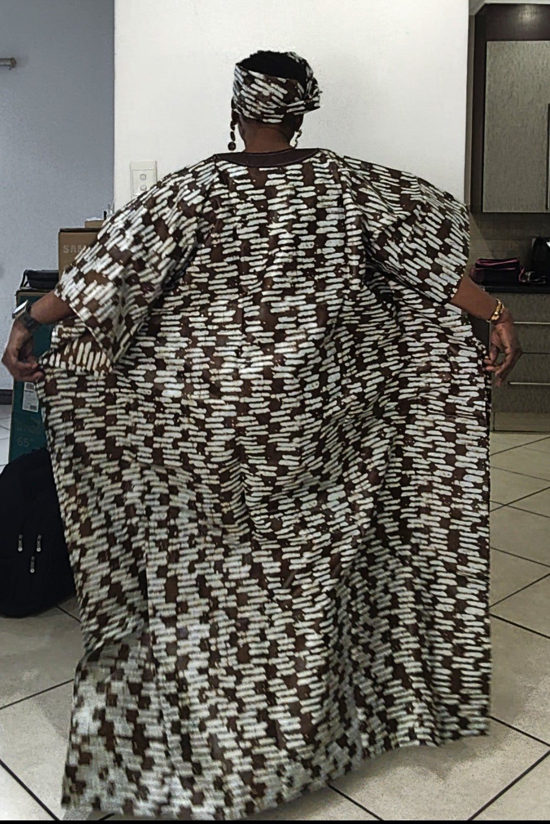 Bulelwa Rich Aunty Maxi Boubou Dress - Brown & Light Blue