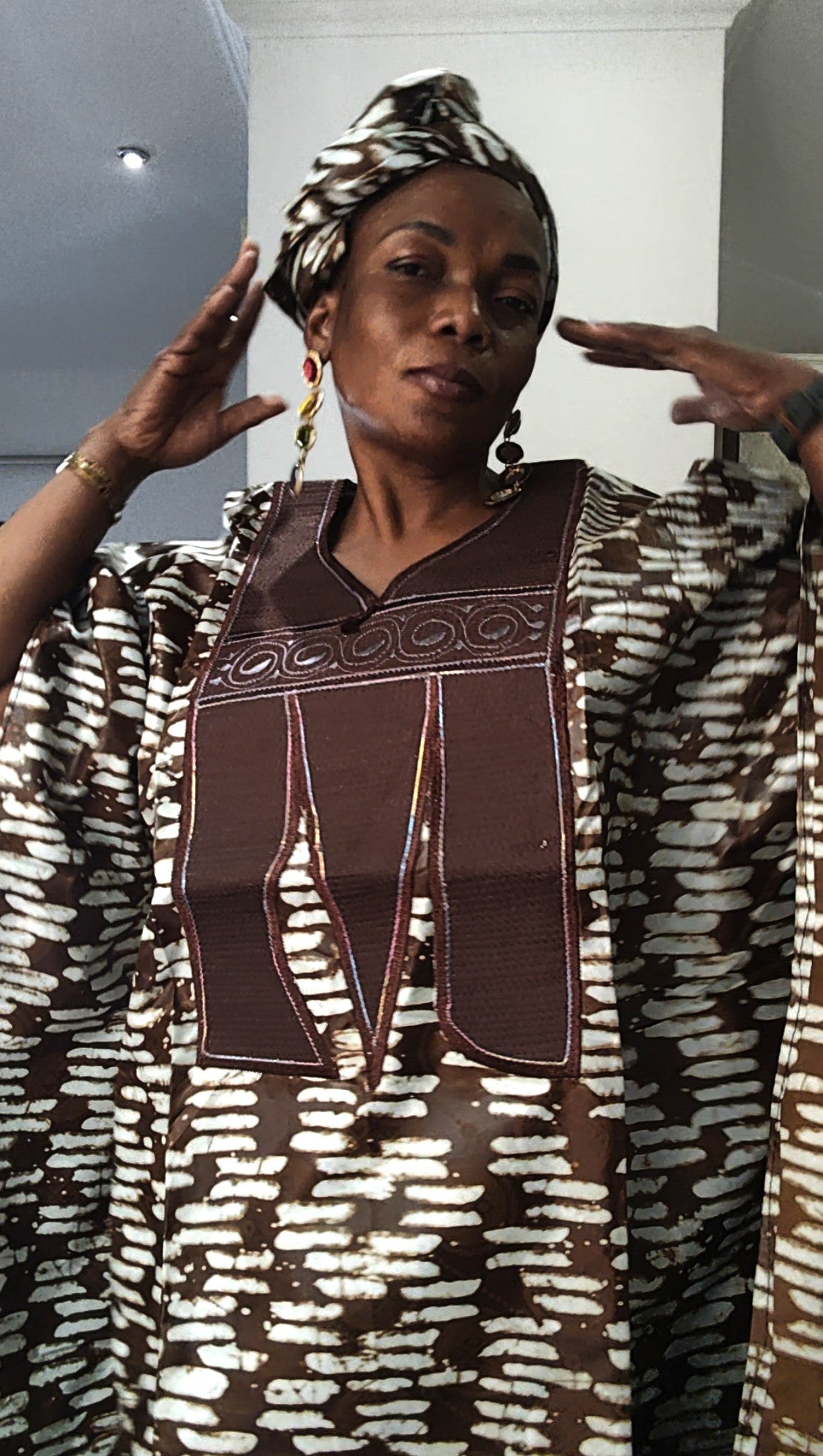 Bulelwa Rich Aunty Maxi Boubou Dress - Brown & Light Blue