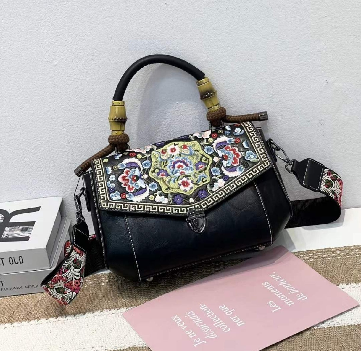 Zio Vintage Floral Embossed Cross-body Bag