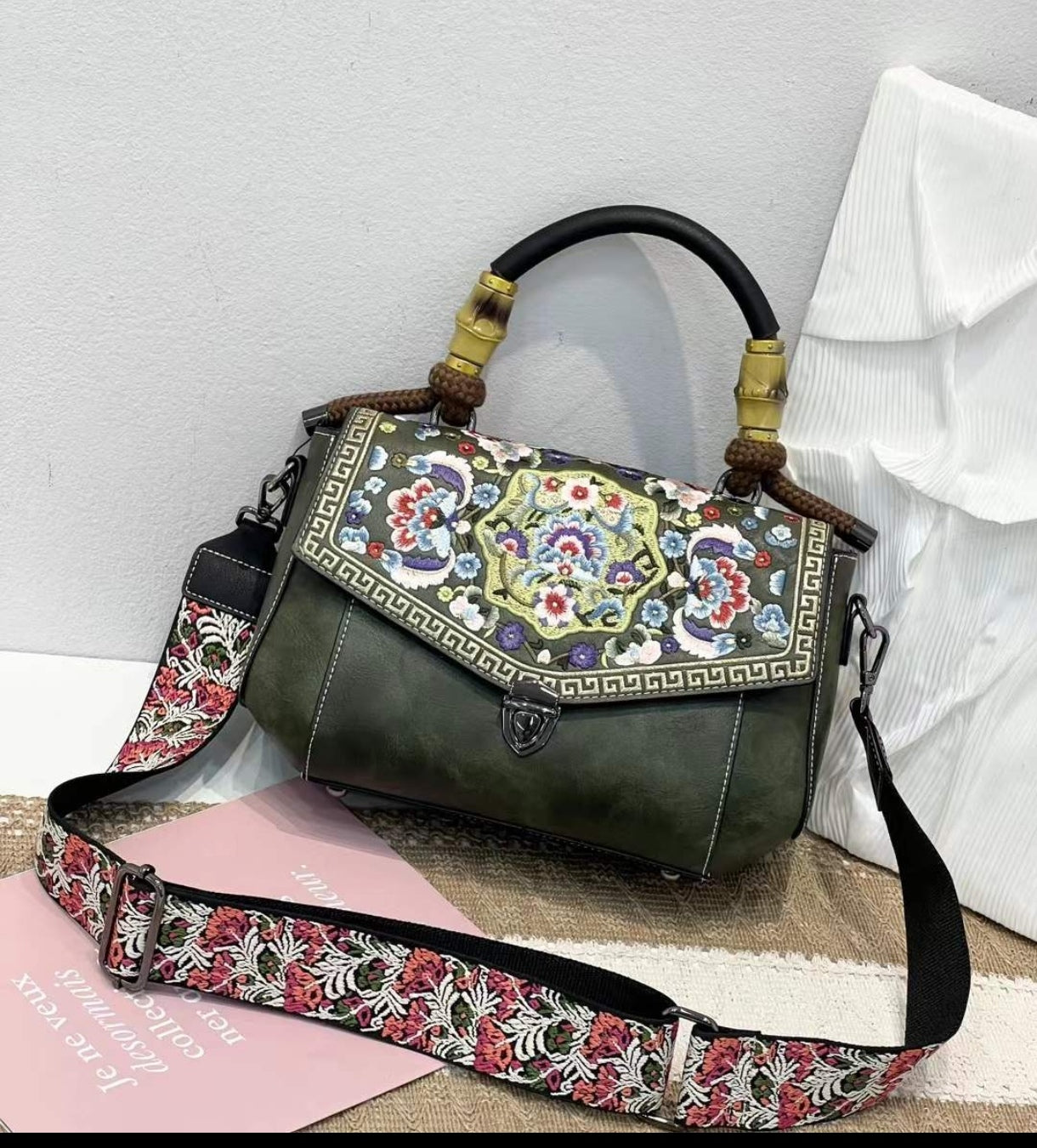 Zio Vintage Floral Embossed Cross-body Bag