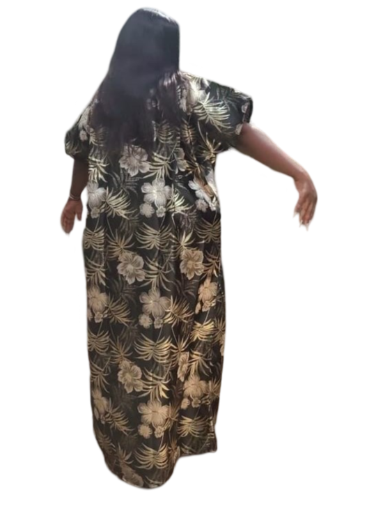 The Loveth Damask Kimono Dress - Black & Gold