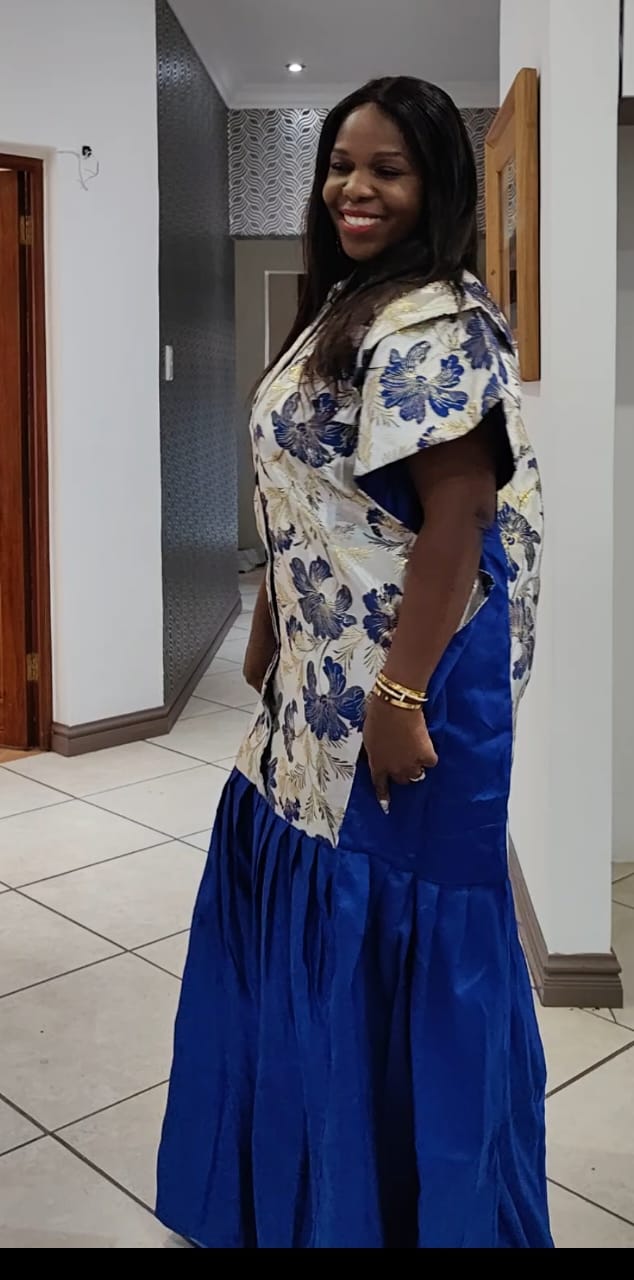 The Queen Tiara Maxi Kaftan Dress - Blue & Gold