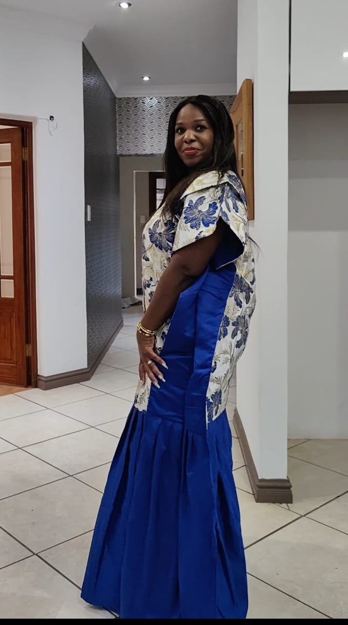 The Queen Tiara Maxi Kaftan Dress - Blue & Gold