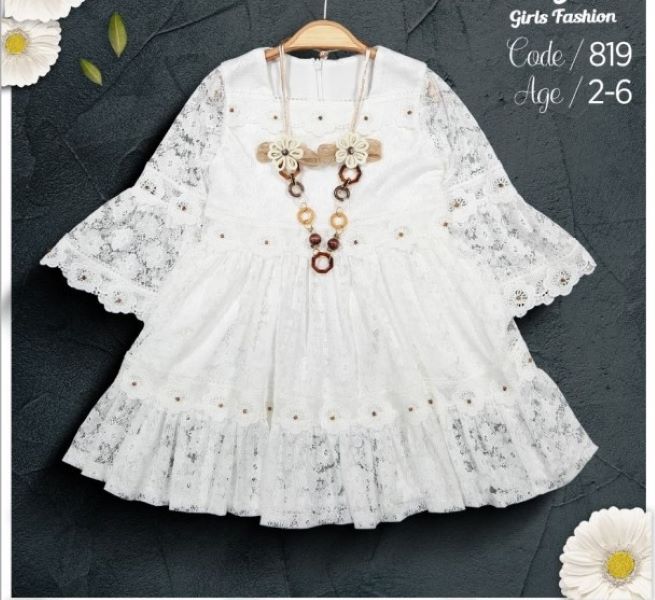 Elbise Girls Lacey Party Dress with Neckpiece