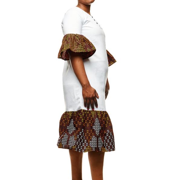 Diaz Brown Multi-Prints Dress