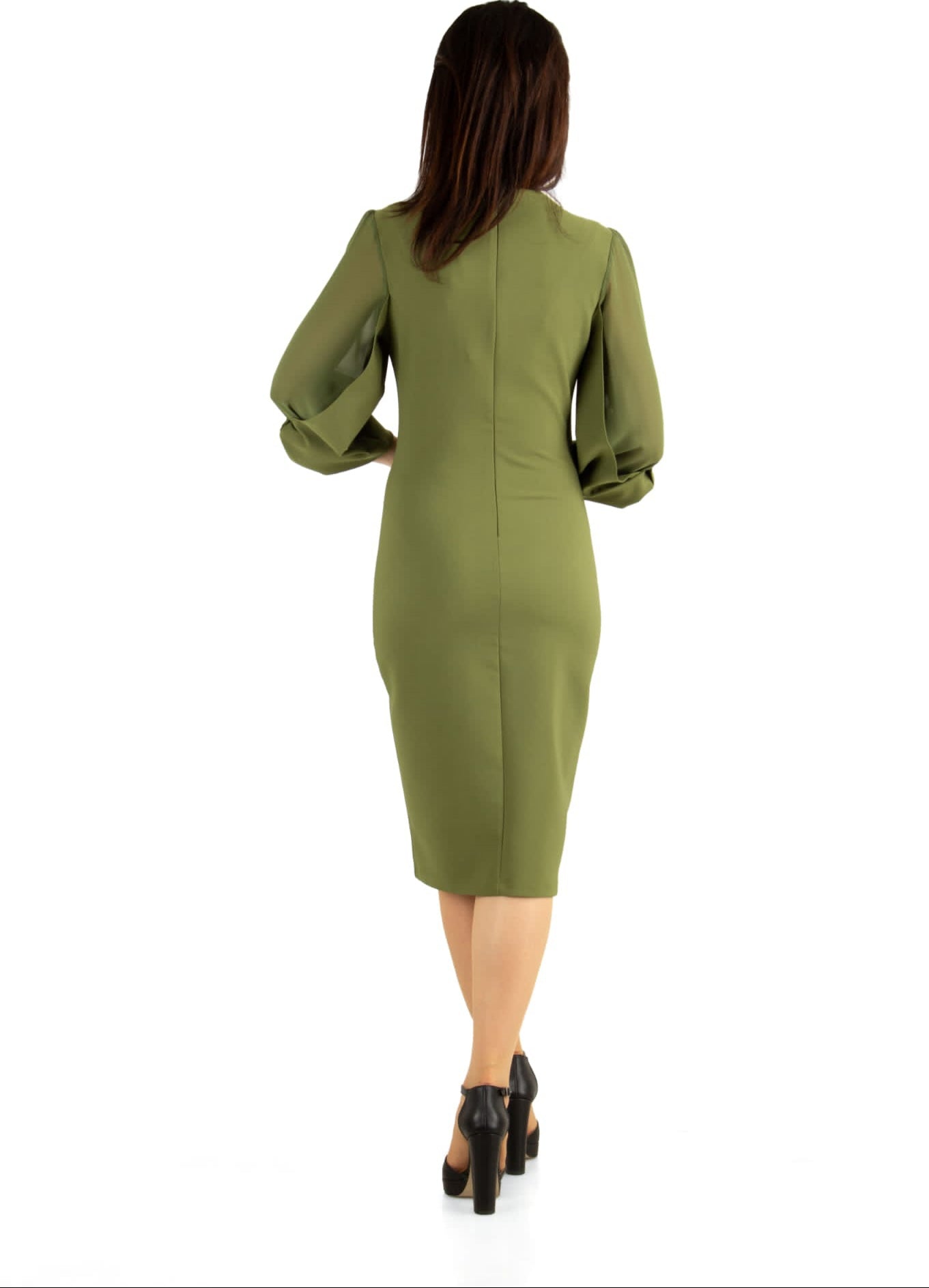 Tulle sleeves Dress - Dark Green