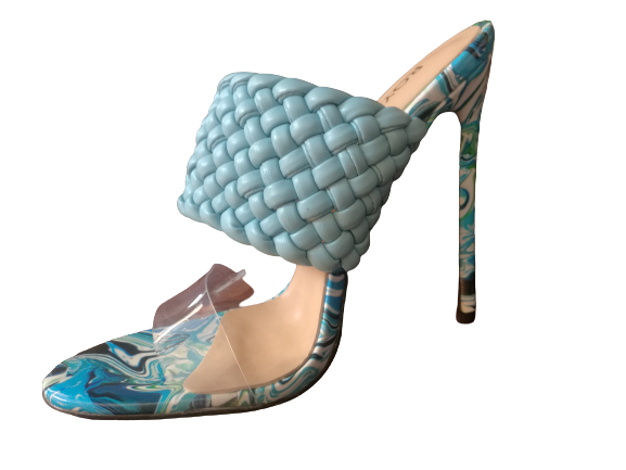 Blue Weave Clear Sandals