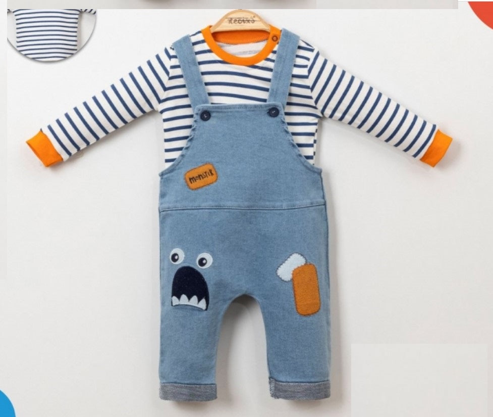 Baby Denim Jumpsuit - Monster