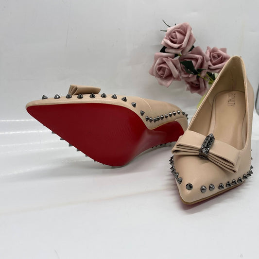 LouLou Red Sole Heels - Nude