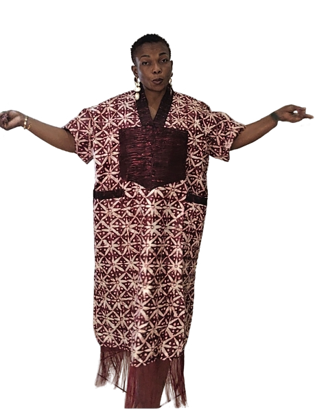 Aretha Rich Aunty Midi Fringes Dress - Wine