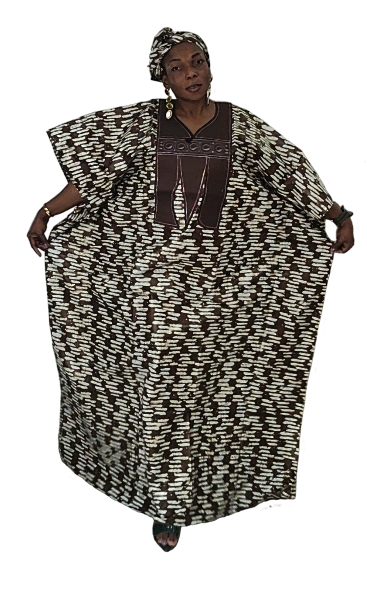 Bulelwa Rich Aunty Maxi Boubou Dress - Brown & Light Blue
