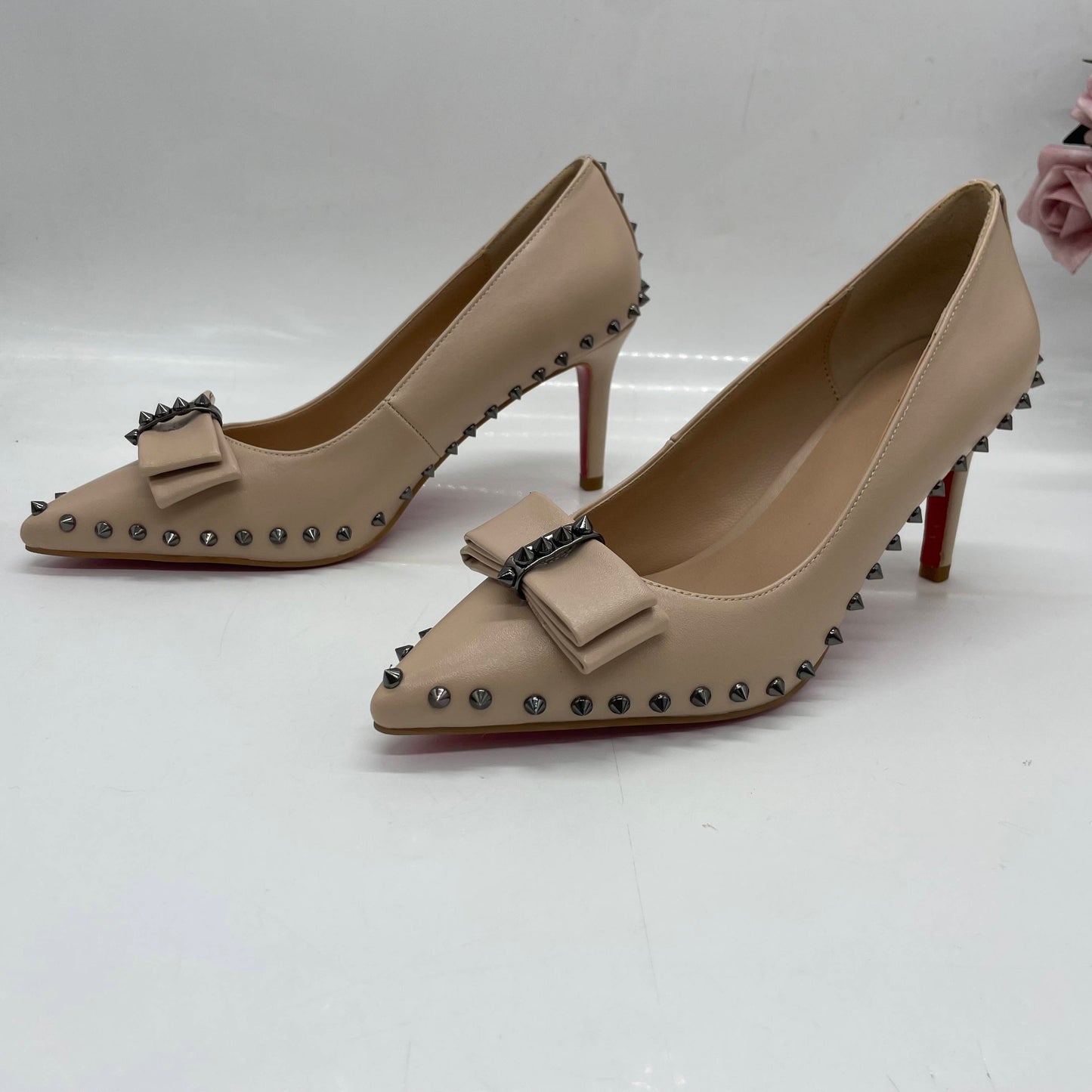 LouLou Red Sole Heels - Nude