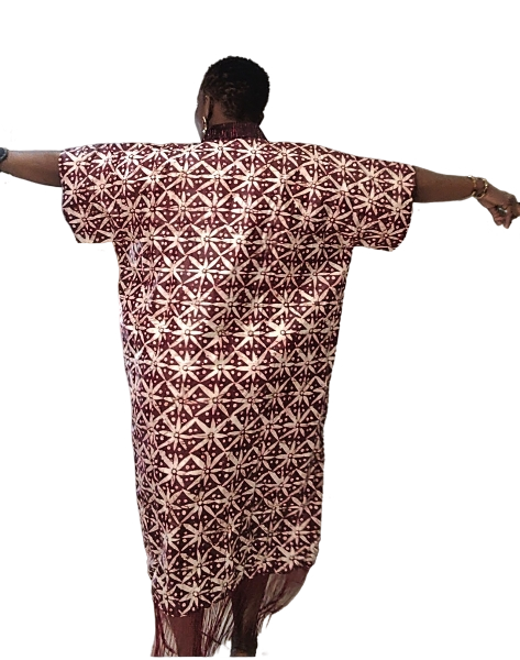 Aretha Rich Aunty Midi Fringes Dress - Wine