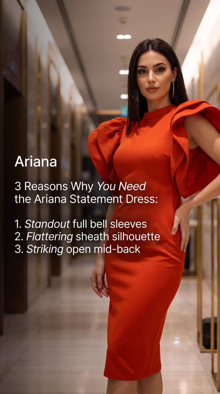 Ariana Wide sleeves Dress - Burnt orange