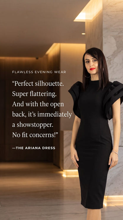 Ariana Wide sleeves Dress - Black