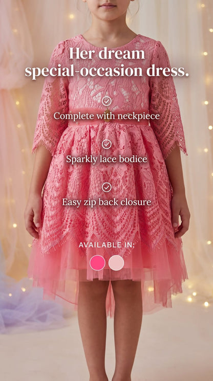 Elize Girls Lacey High/Low Party Dress