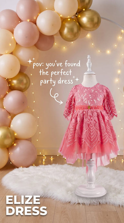 Elize Girls Lacey High/Low Party Dress