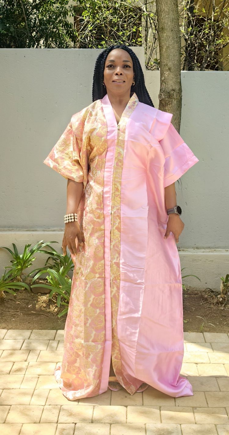 Zintle Damask Kimono Plain & pattern Dress - Pink & Gold Floral