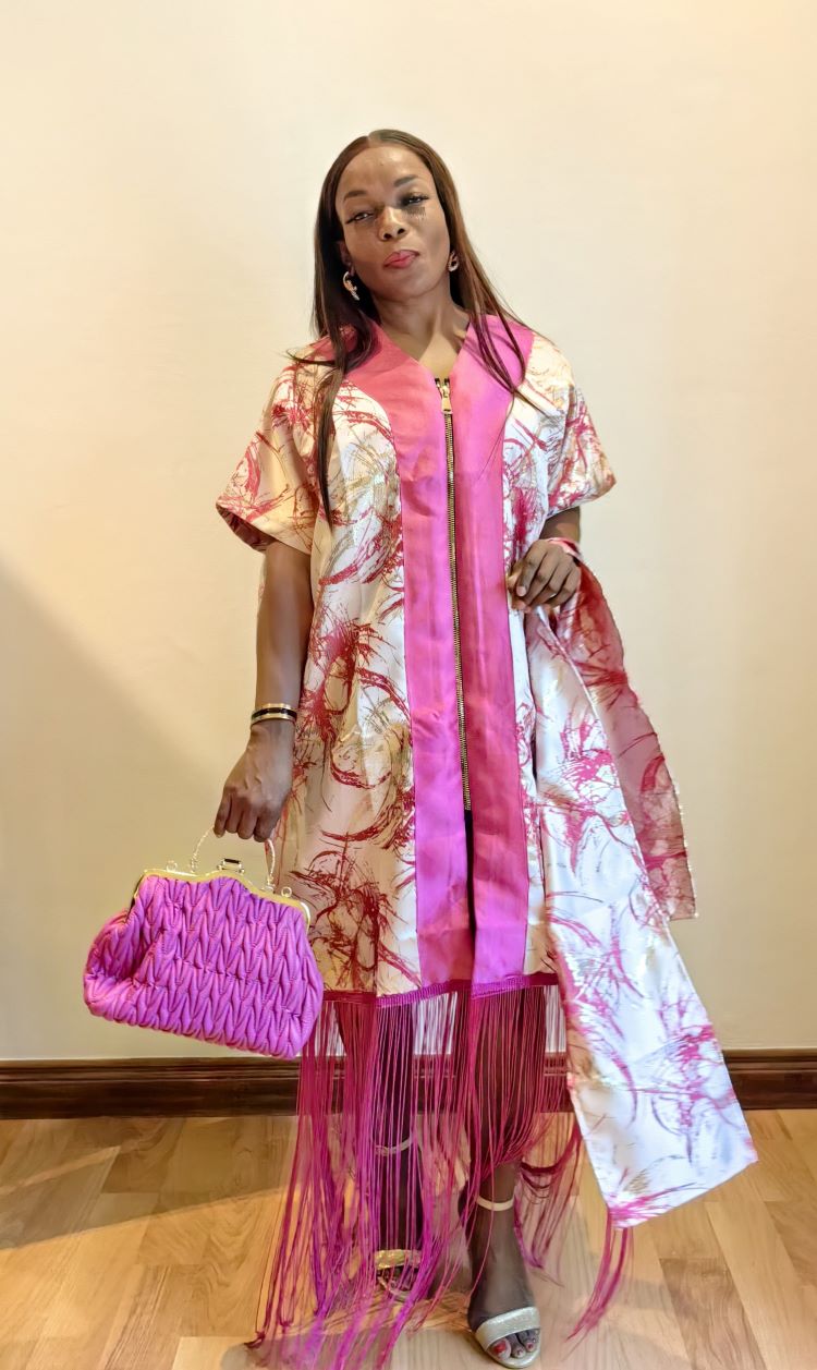 The Madame Slay Tassel Dress  - Pink & Gold Floral