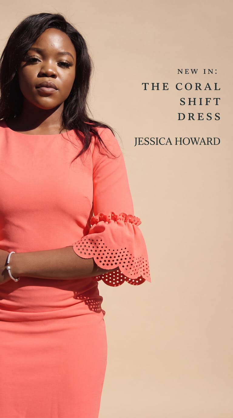 Jessica Howard Coral Shift Dress with Bells Sleeves