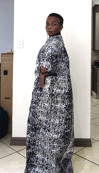 Tracy Rich Aunty Maxi Dress - Navy Blue & White
