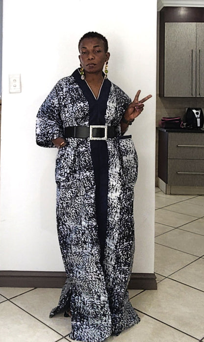 Tracy Rich Aunty Maxi Dress - Navy Blue & White