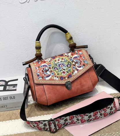 Zio Vintage Floral Embossed Cross-body Bag