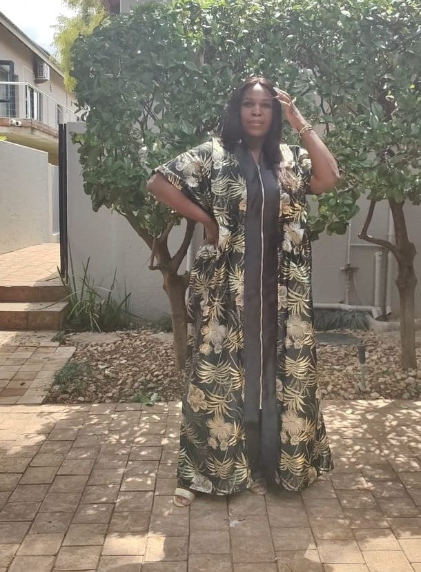 The Loveth Damask Kimono Dress - Black & Gold