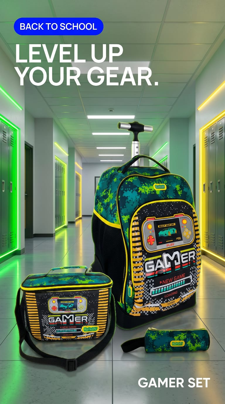 Gamer 3-in-1 Trolley Backpack School Bag Set