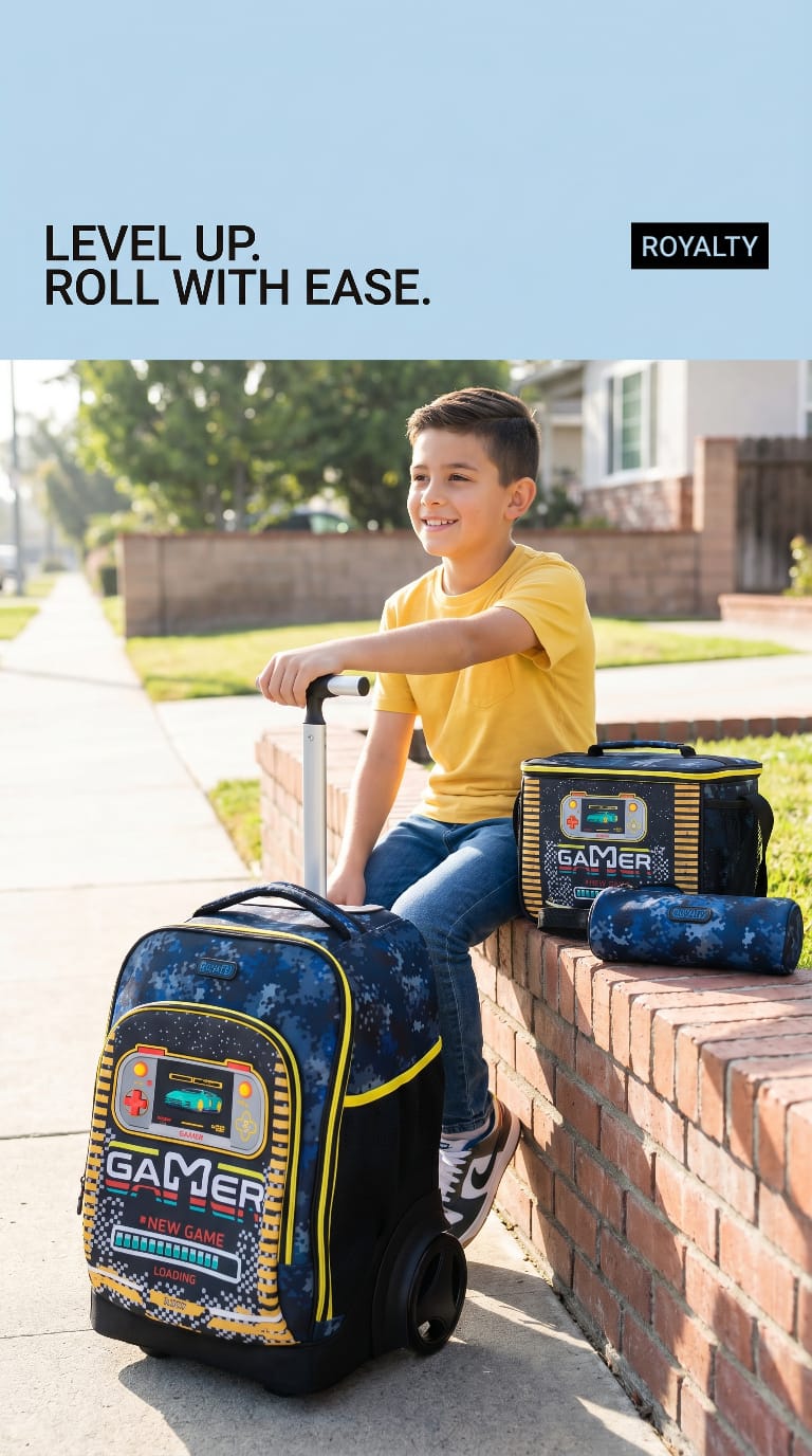 Gamer 3-in-1 Trolley Backpack School Bag Set