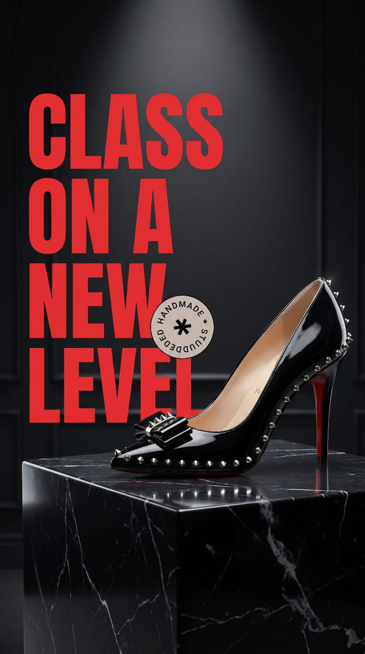 LouLou Red Sole Heels - Black