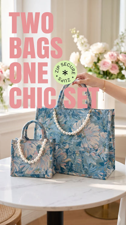 Floral Oil Painting Canvas Tote Bag (2-in-1 Bag Set)