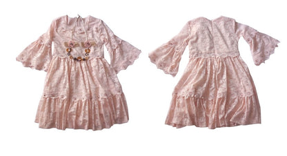 Elbise Girls Lacey Party Dress with Neckpiece