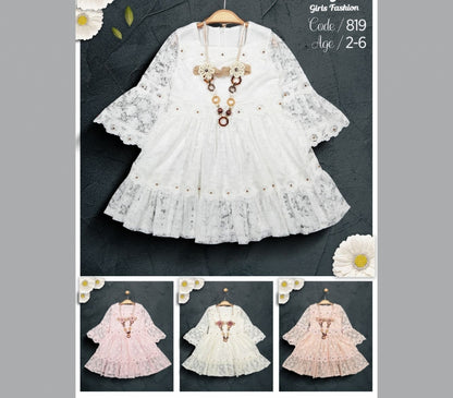 Elbise Girls Lacey Party Dress with Neckpiece