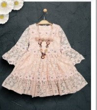 Elbise Girls Lacey Party Dress with Neckpiece