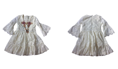 Elbise Girls Lacey Party Dress with Neckpiece
