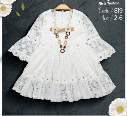 Elbise Girls Lacey Party Dress with Neckpiece