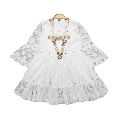 Elbise Girls Lacey Party Dress with Neckpiece