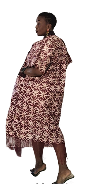 Aretha Rich Aunty Midi Fringes Dress - Wine