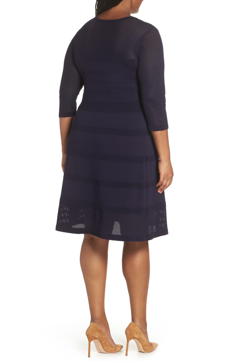 Vince Camuto Mix Stitch Pointelle Fit & Flare Dress