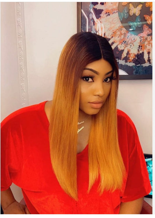 Roxy Ombre Gold Straight 18" Wig (Super Double Drawn )