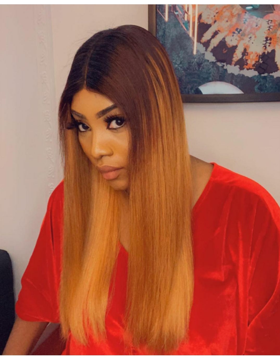 Roxy Ombre Gold Straight 18" Wig (Super Double Drawn )
